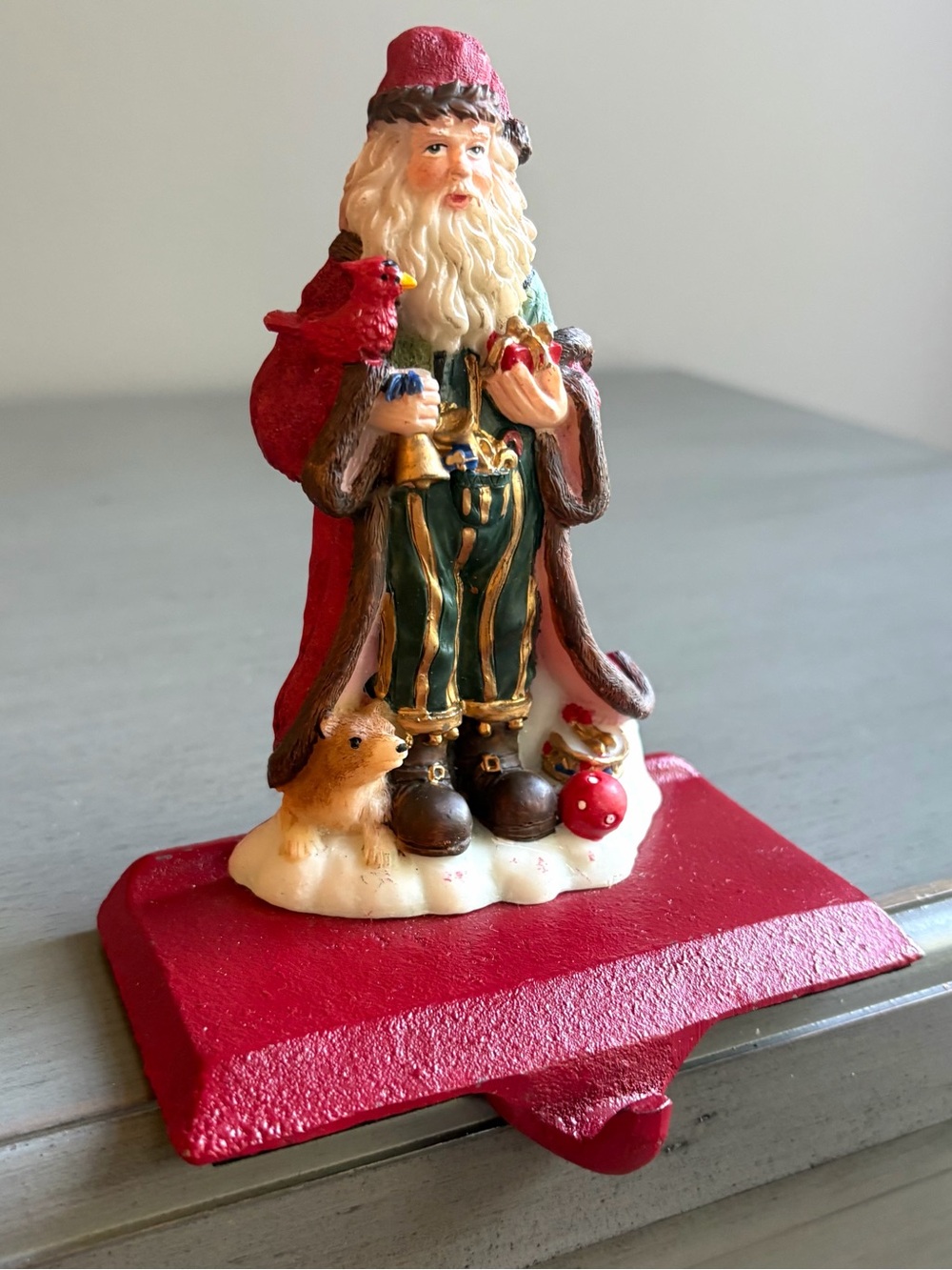 VTG 90s Cedar Creek Collection Stocking Hanger Set Santa Cast Iron Kirkland's - Picture 8 of 10